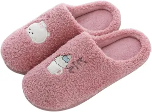 House Slippers for Women Memory Foam,Unisex Cute Comfort Plush Fleece Lined Anti-Skid Winter House Shoes for Indoor Outdoor