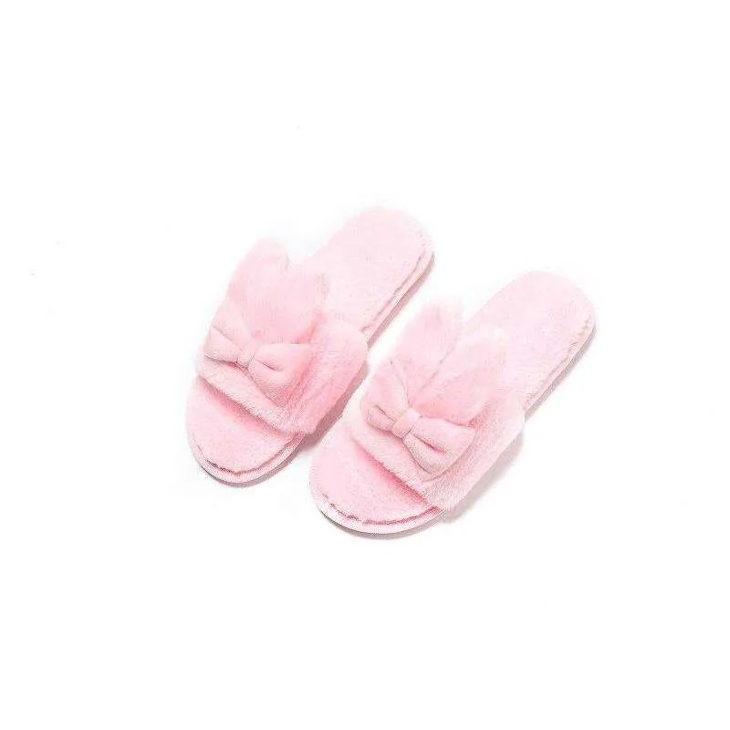 Indoor Plush Bow Ear Slippers