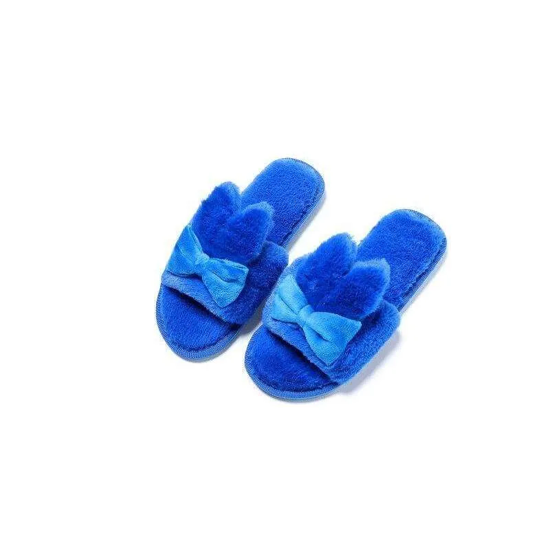 Indoor Plush Bow Ear Slippers