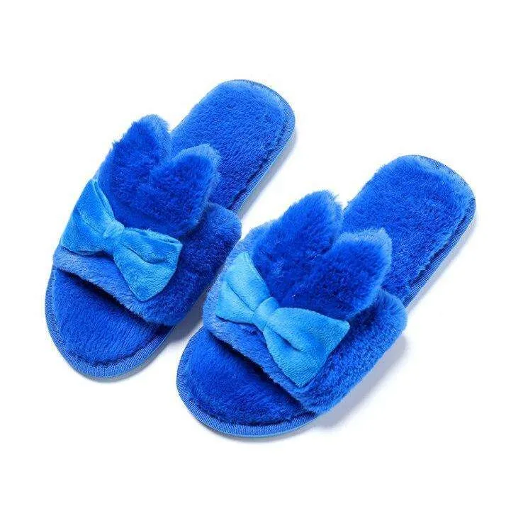 Indoor Plush Bow Ear Slippers