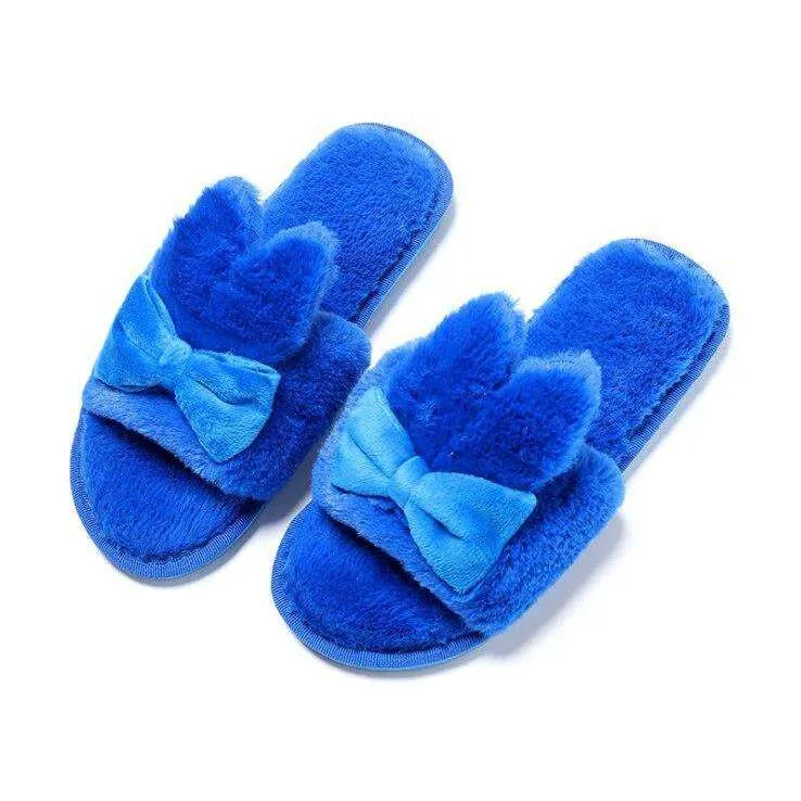 Indoor Plush Bow Ear Slippers