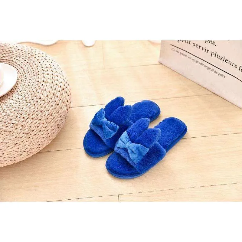Indoor Plush Bow Ear Slippers