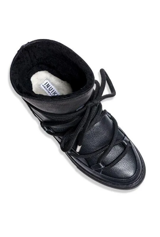 Inuikii Full Leather wedge Sneaker Boot - Black