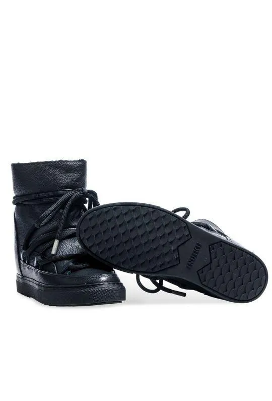 Inuikii Full Leather wedge Sneaker Boot - Black