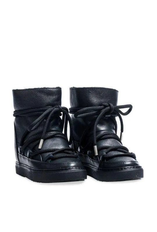 Inuikii Full Leather wedge Sneaker Boot - Black