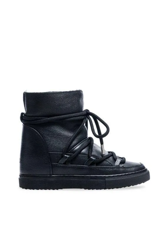 Inuikii Full Leather wedge Sneaker Boot - Black