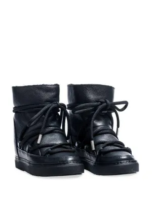 Inuikii Full Leather wedge Sneaker Boot - Black
