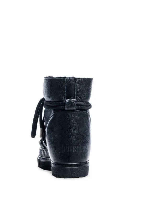 Inuikii Full Leather wedge Sneaker Boot - Black