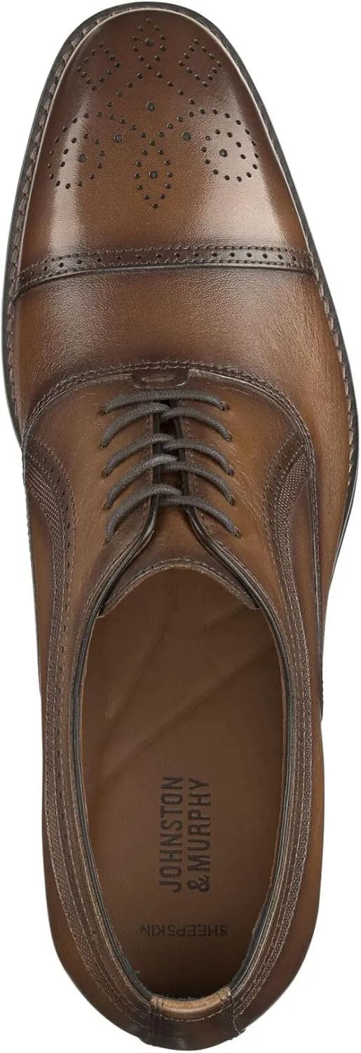 Johnston & Murphy Mens Danridge Cap Toe Shoe - Mens Dress Shoes, Leather Shoes, Dress Shoes for Men, Cushioned Footbed, Formal Shoes for Men, Business Casual Shoes