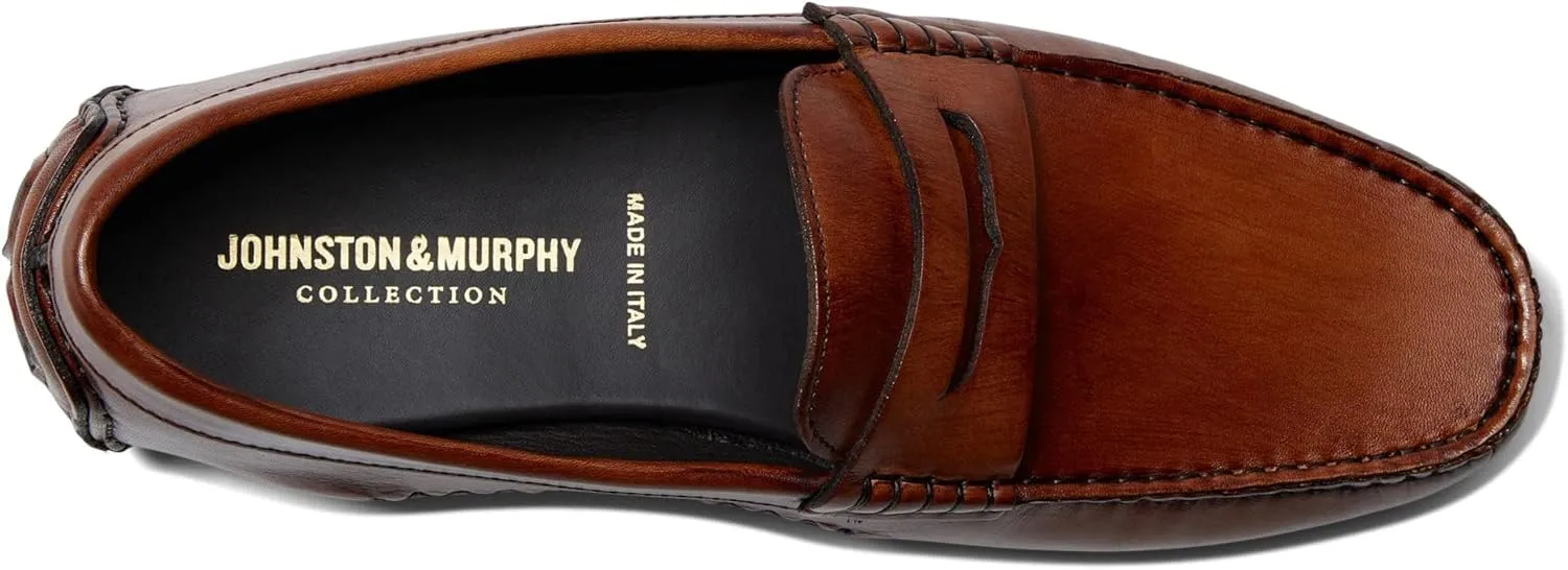 Johnston & Murphy Men’s Dayton Penny Shoes - Men’s Dress Shoes, Leather Moccasin Shoes, Dress Shoes for Men, Cushioned Footbed, Men’s Penny Loafers, Business Casual Shoes