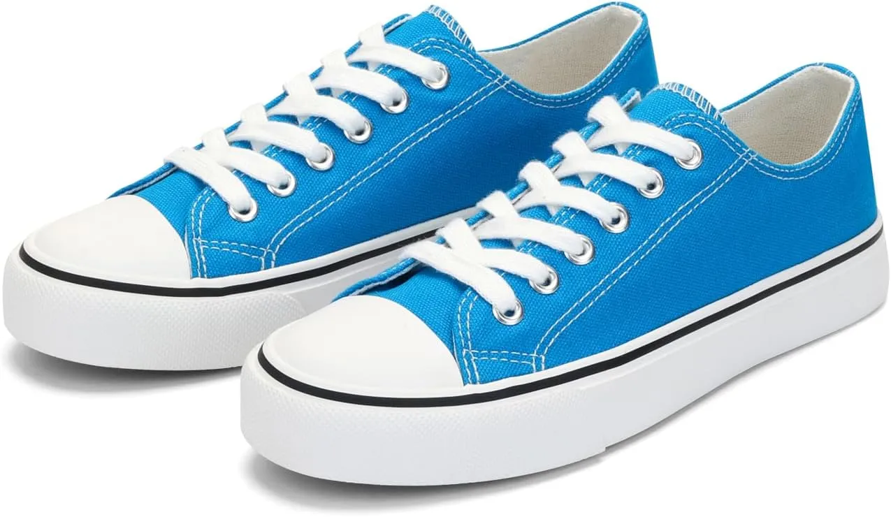 JUDIS Womens Lace Up Canvas Shoes Low Top Fashion Sneakers Casual Tennis Walking Shoes