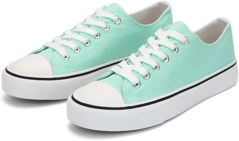 JUDIS Womens Lace Up Canvas Shoes Low Top Fashion Sneakers Casual Tennis Walking Shoes