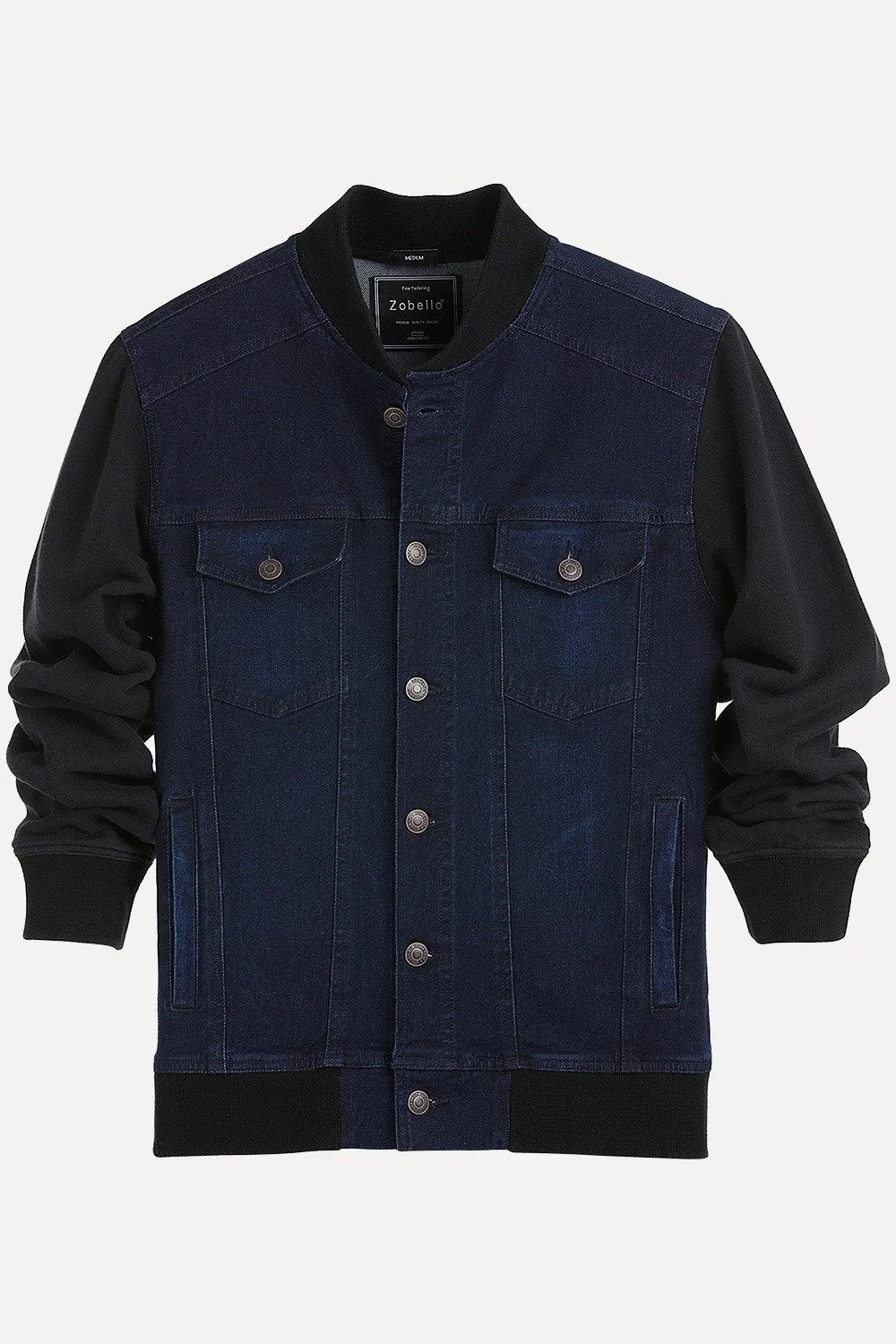 Knitted Sleeves Bomber Denim Jacket