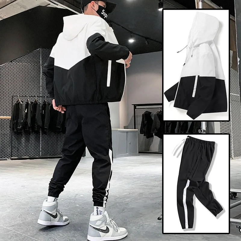 Kor Patchwork Hip Hop Casual Men's Fitness Sets