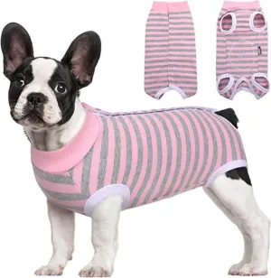 KUTKUT Kitten Puppy Recovery Suit, Surgery Recovery Suit for Female Dogs After Spay, Dog Cats Surgical Onesie with Pee Hole Collar Cone Alternative for Abdominal Wounds ( Pink)