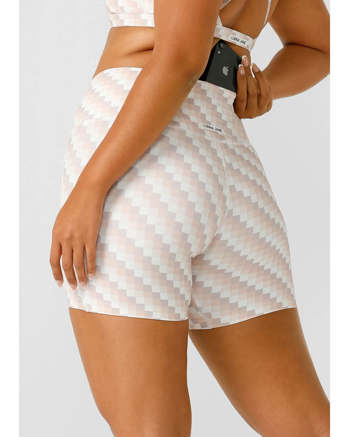 Lorna Jane 12cm No Ride Bike Shorts - Sunkissed Gingham