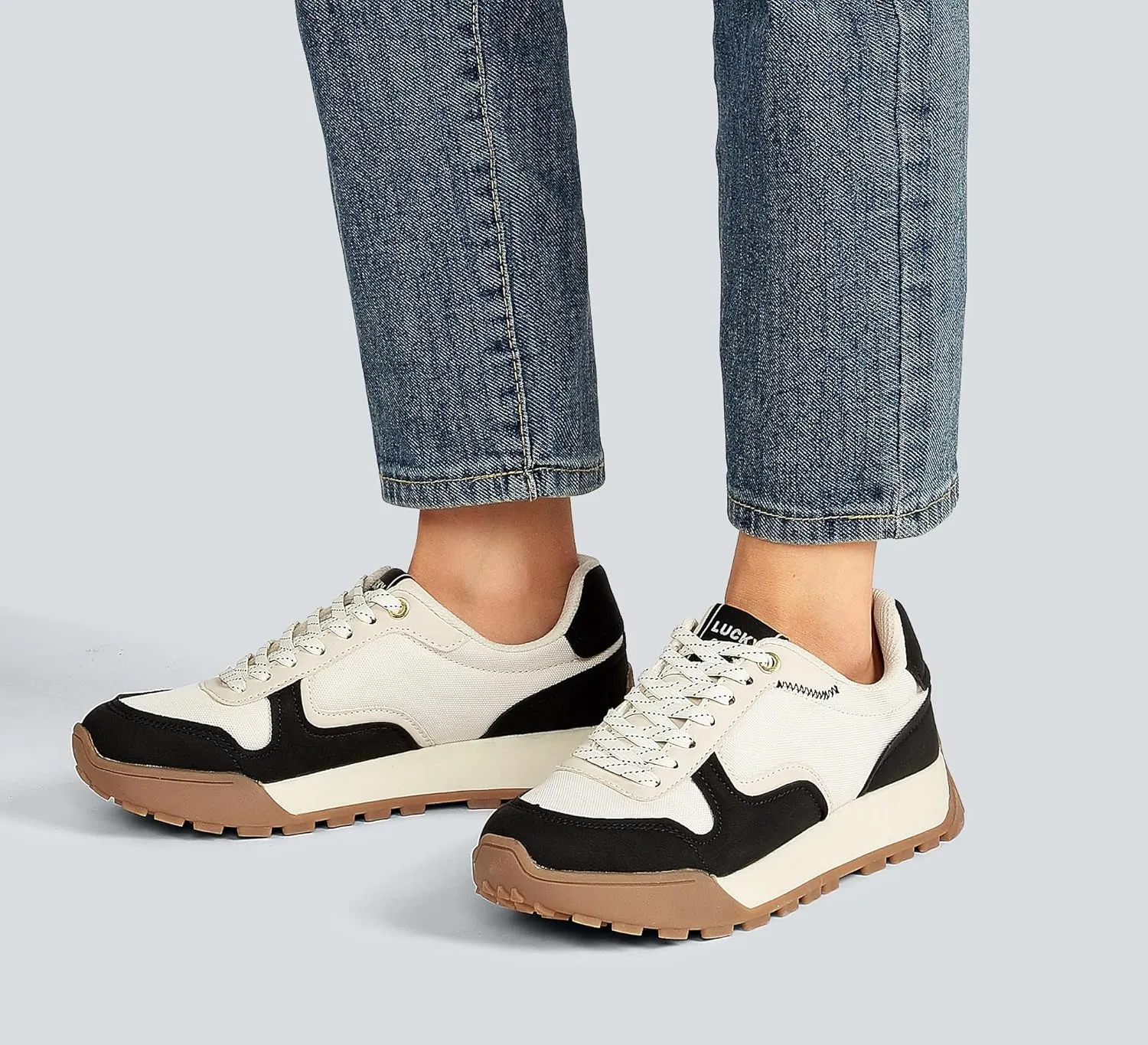 LUCKY STEP Women's Platform Canvas Sneaker Casual Lace-up Stylish Tennis Running Retro Classic Trainers Walking Fashion Sneakers