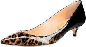 Lutalica W Women's Patent Leather Pointed Toe Basic Comfort Slip On Kitten Heel Dress Pumps Shoes