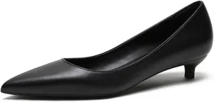 Lutalica W Women's Patent Leather Pointed Toe Basic Comfort Slip On Kitten Heel Dress Pumps Shoes
