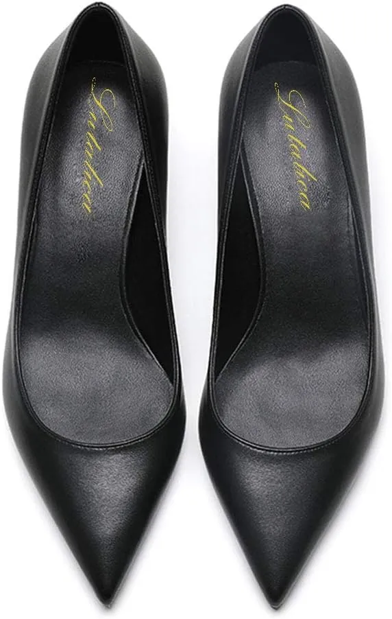 Lutalica W Women's Patent Leather Pointed Toe Basic Comfort Slip On Kitten Heel Dress Pumps Shoes