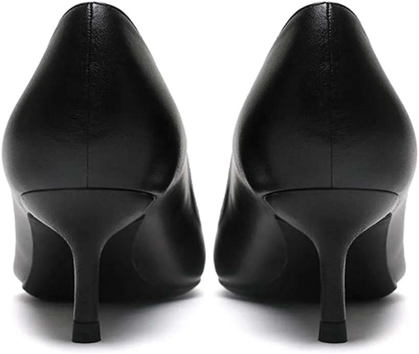 Lutalica W Women's Patent Leather Pointed Toe Basic Comfort Slip On Kitten Heel Dress Pumps Shoes