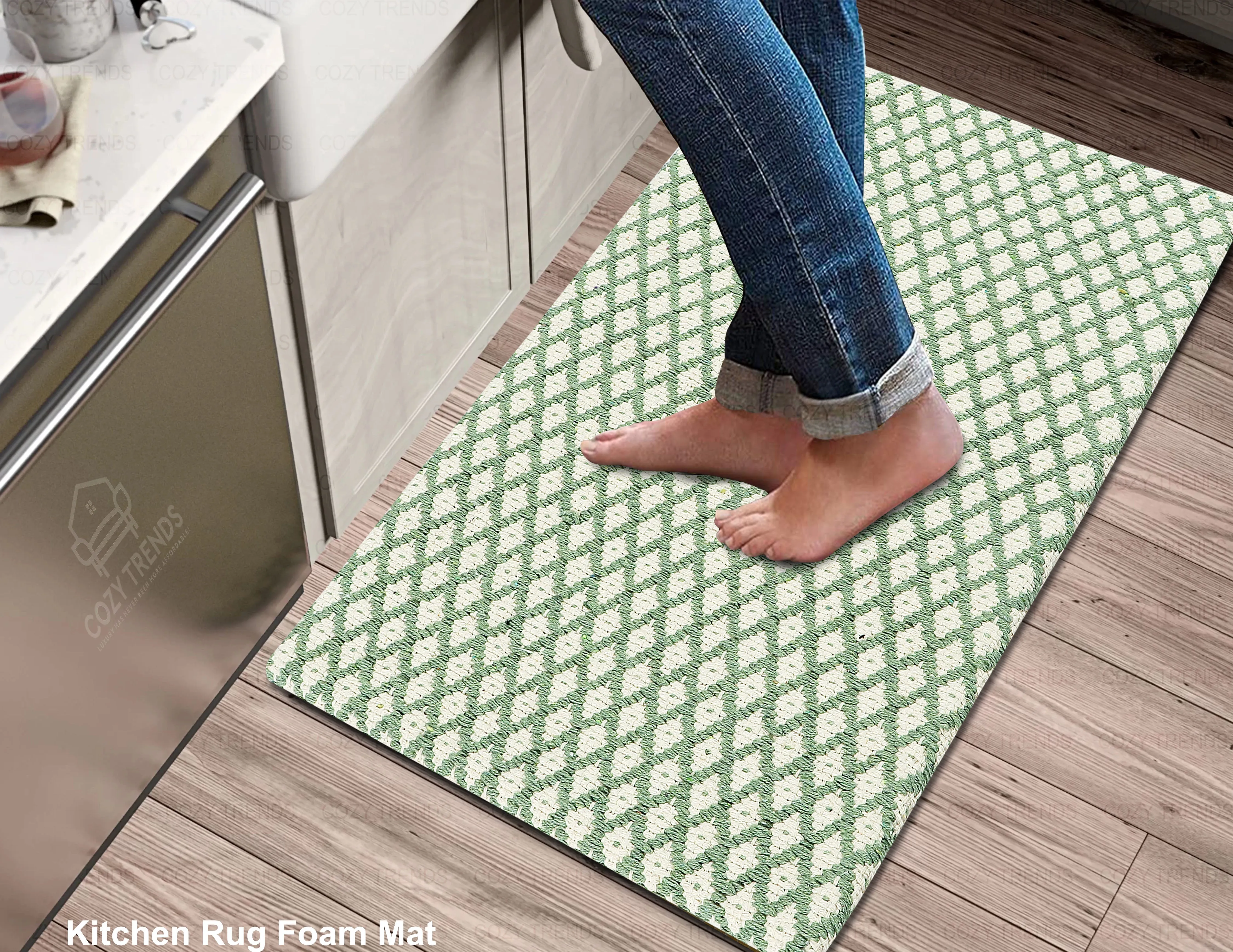 Luxurious Woven Cotton Cushioned Thiclk Kitchen Mat Rug - Anti-Fatigue, Anti-Skid - 18''x30''