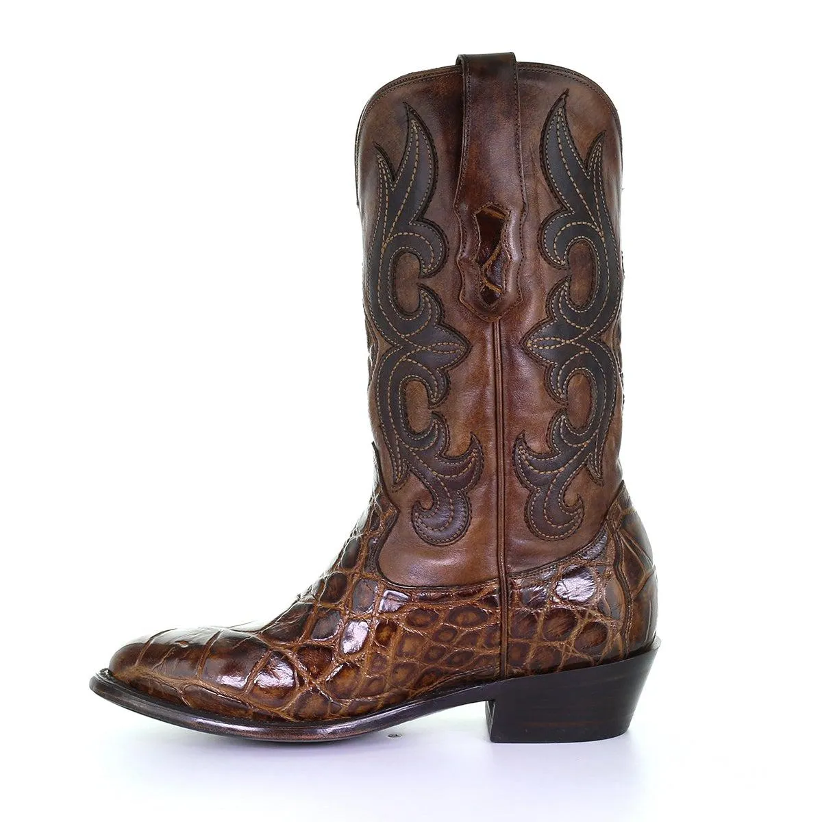 M2133 - Montana brown dress cowboy alligator boots for men