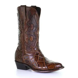M2133 - Montana brown dress cowboy alligator boots for men