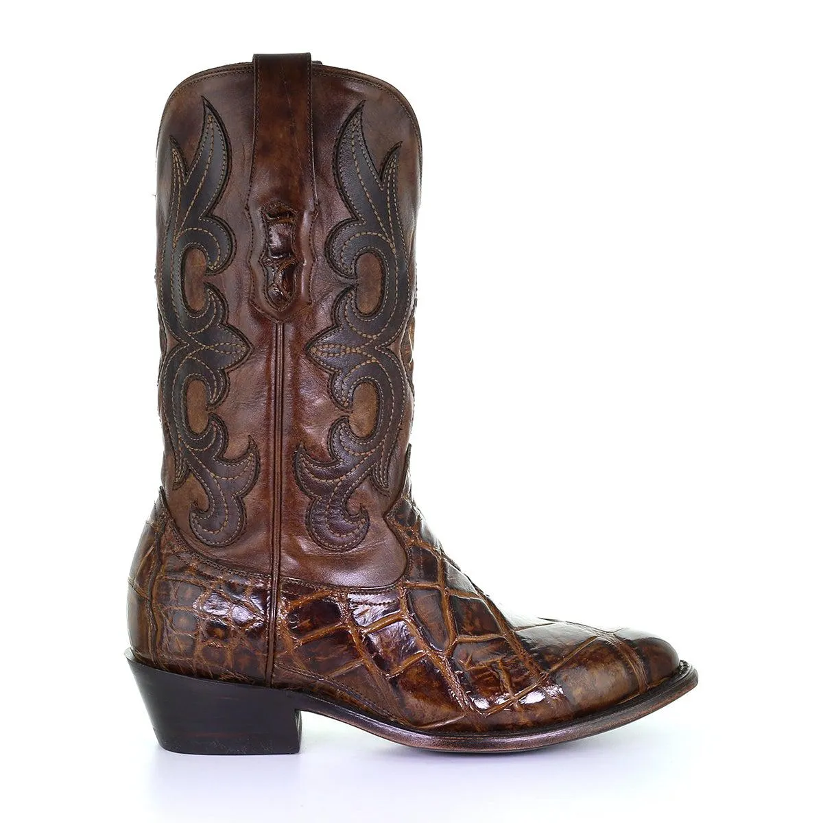 M2133 - Montana brown dress cowboy alligator boots for men