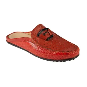 Mauri Men's Designer Shoes Gerbera Red Ostrich Leg Sandals 3463 (MAO1034)