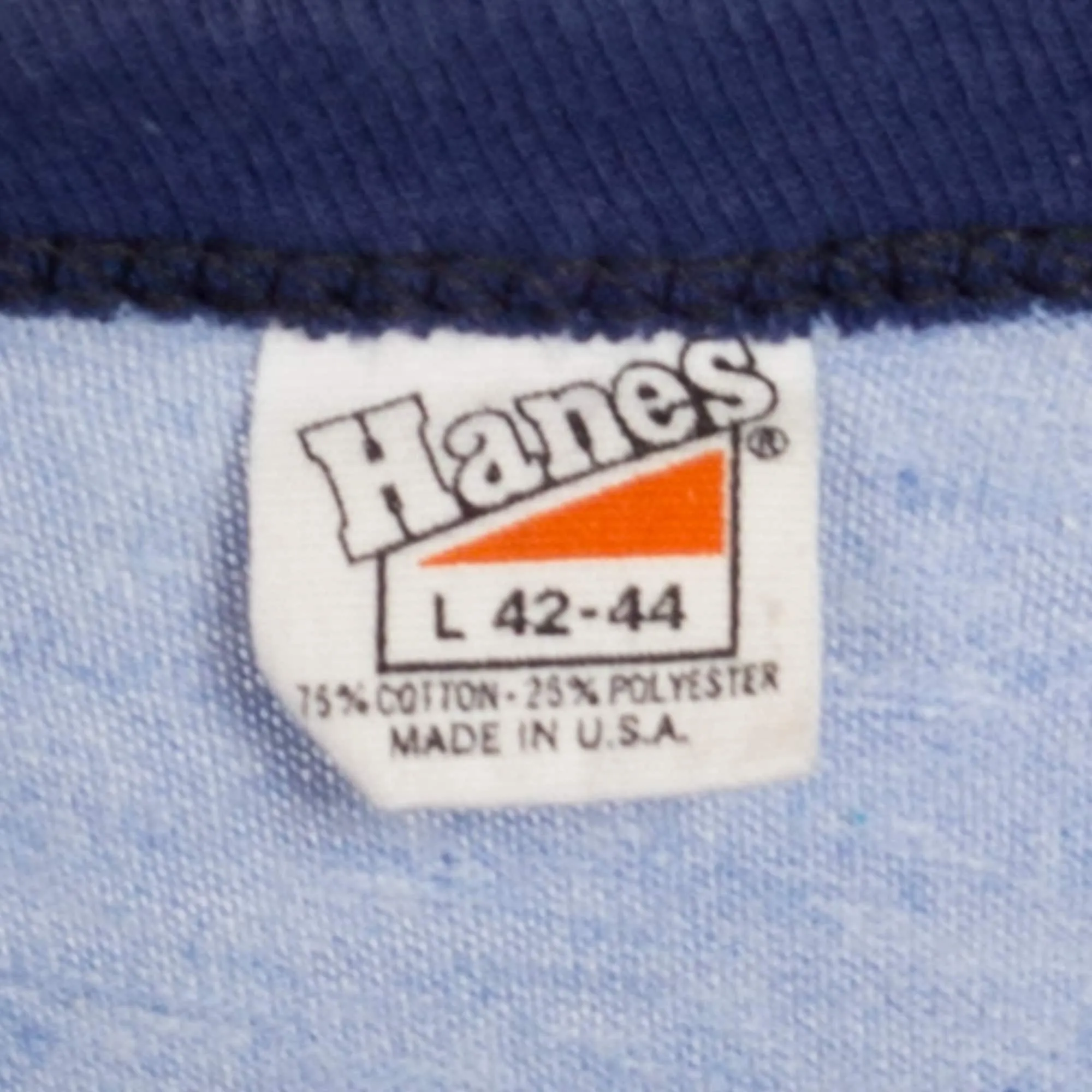 Med-Lrg 70s Volleyball Graphic Blue Ringer Tee
