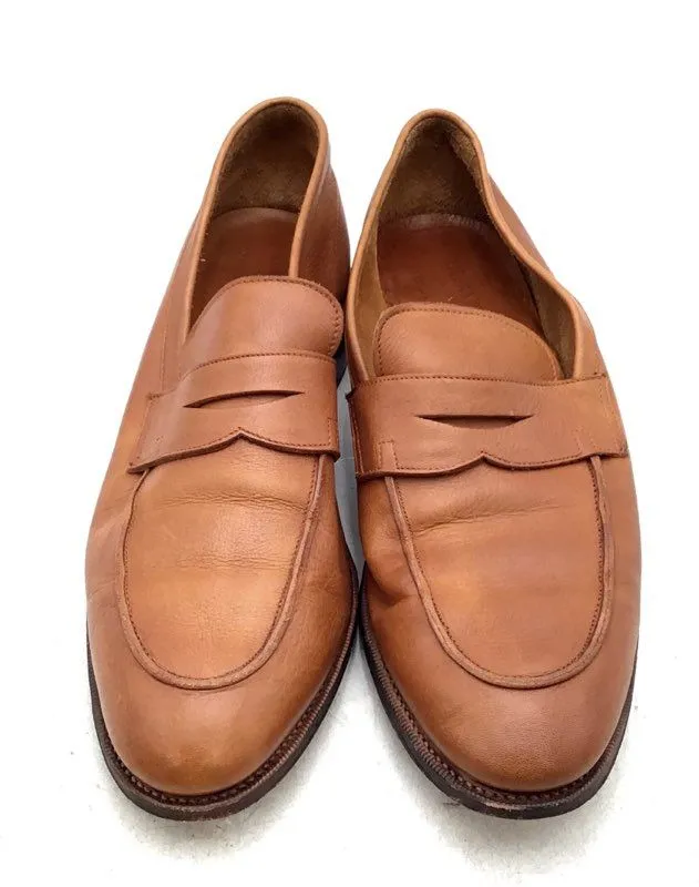 Meermin Men's Cognac Soft Calf Brown Slip-On Loafer Dress Shoes - Size 8