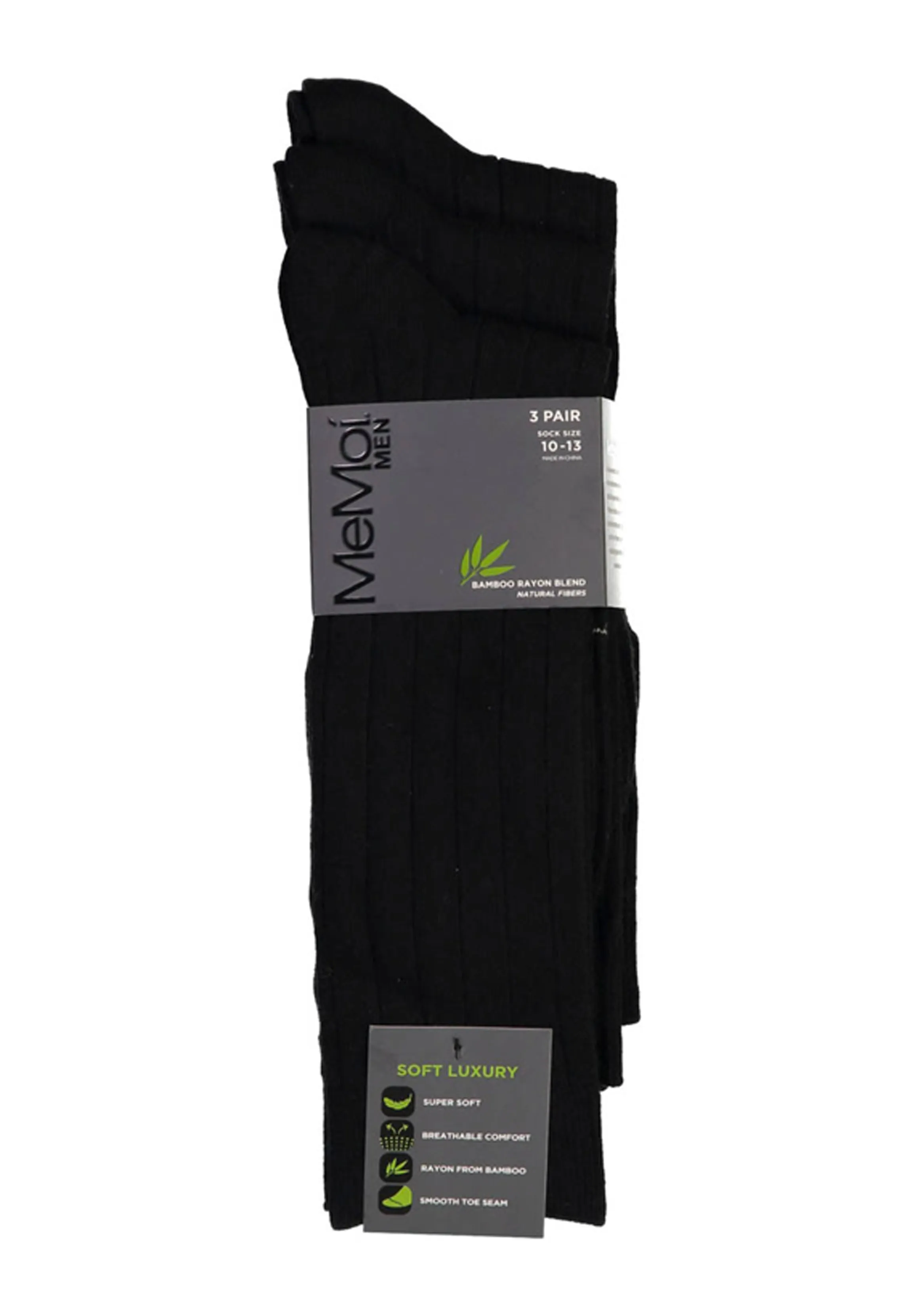 Memoi Bamboo Men's Ribbed 3 Pair Socks MM-460