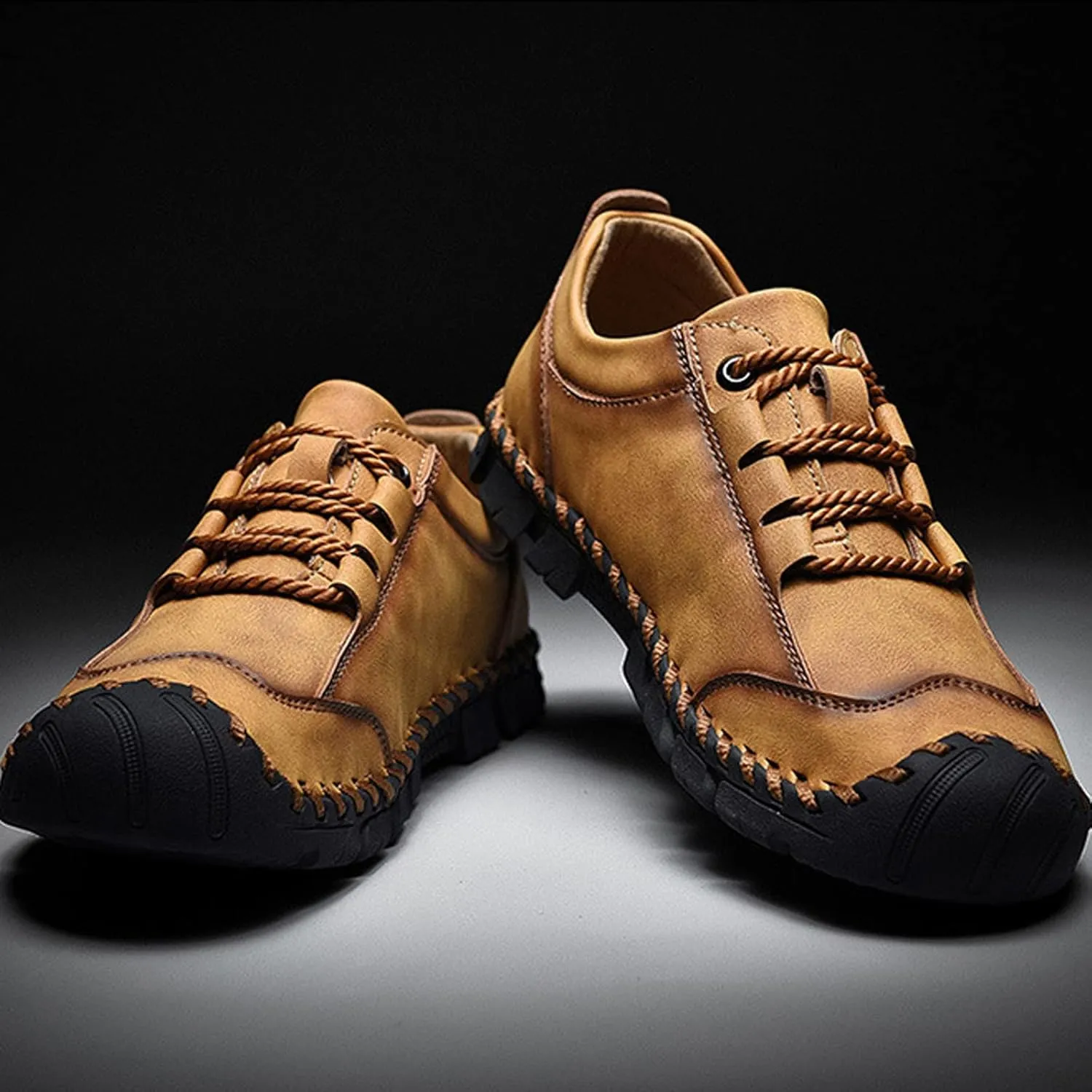 Men Black Sneakers Fashion Retro Lace up Lightweight Walking Shoes Hiking Outdoor Drivering Shoe Footwear