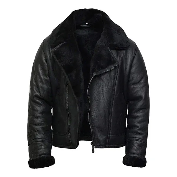 Men's Aviator Pilot B3 Faux Shearling Bomber Leather Jacket
