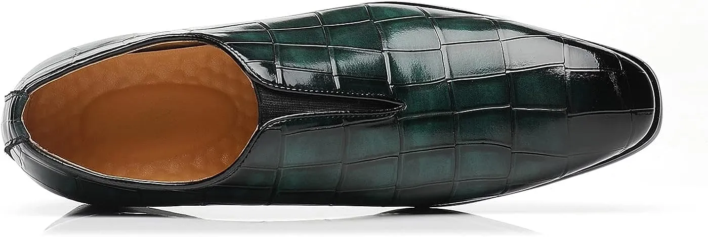 Men's Black Slip On Faux Leather Dress Shoes