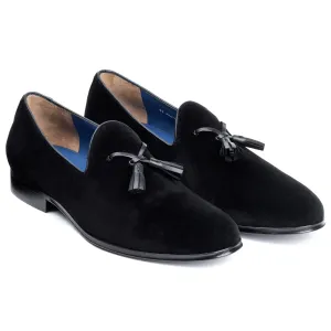 Men´s black velvet tuxedo-tassel loafers