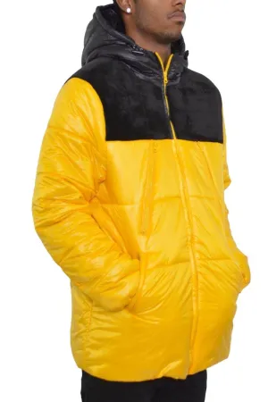 Mens Black Yellow Quarter Faux Suede Cutout Jacket