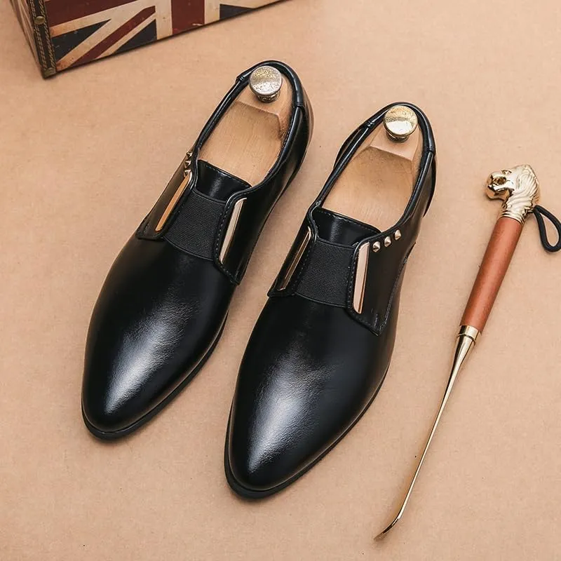 Men's Business Casual Loafers Patent Leather Formal Oxford Slip On Dress Shoes Men Retro Wedding Work Shoes