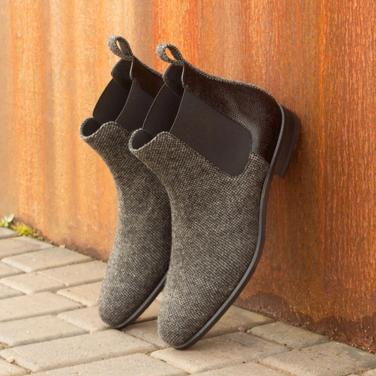 Men's Chelsea Boots Classic Leather Wide Plus Size Grey Black 2575