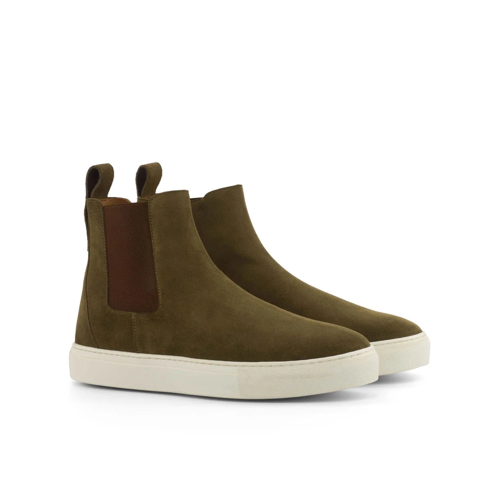 Men's Chelsea Sport Leather Boots Wide Plus Size Green 4302