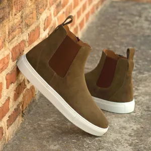 Men's Chelsea Sport Leather Boots Wide Plus Size Green 4302