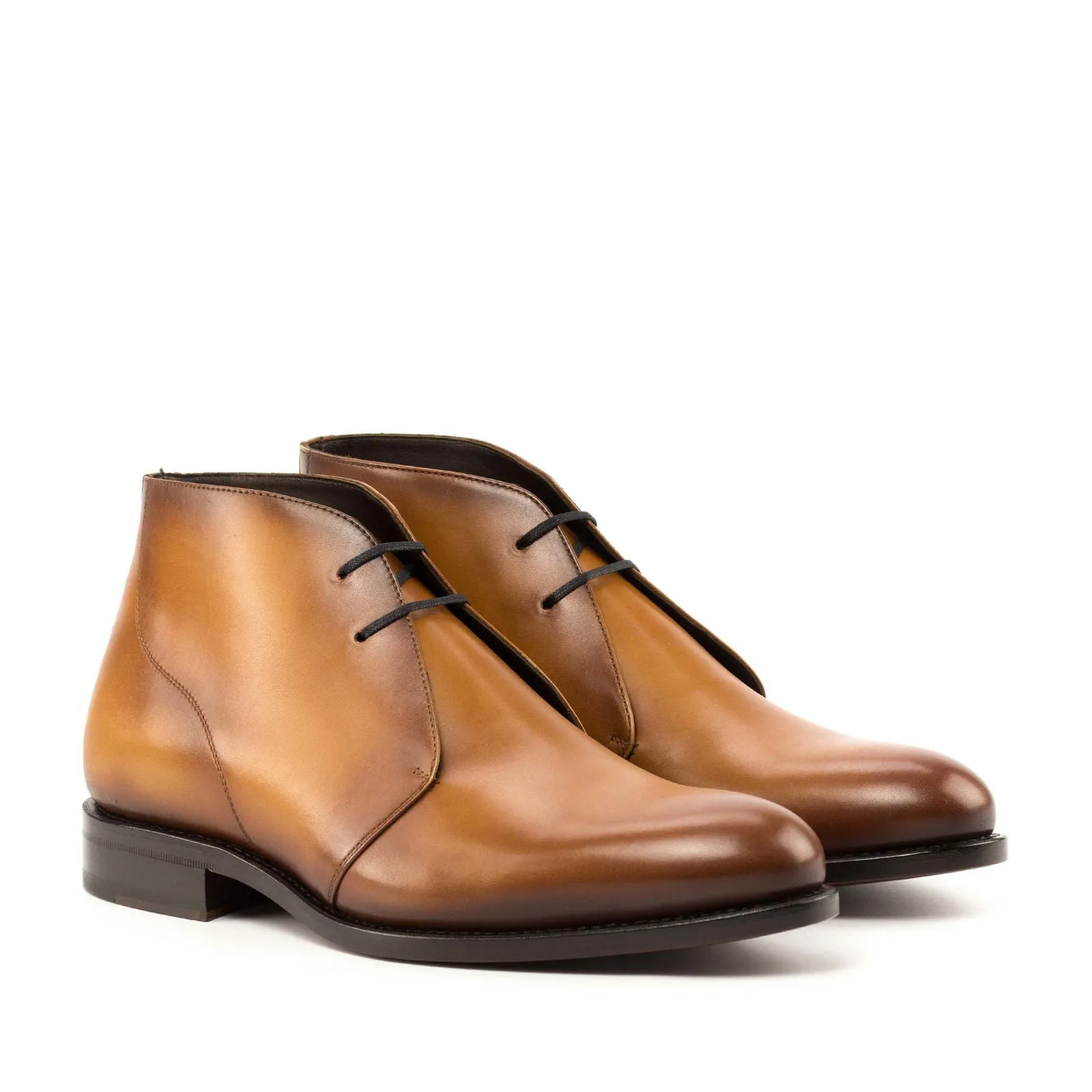 Men's Chukka Leather Boots Goodyear Welt Wide Plus Size Brown 4999