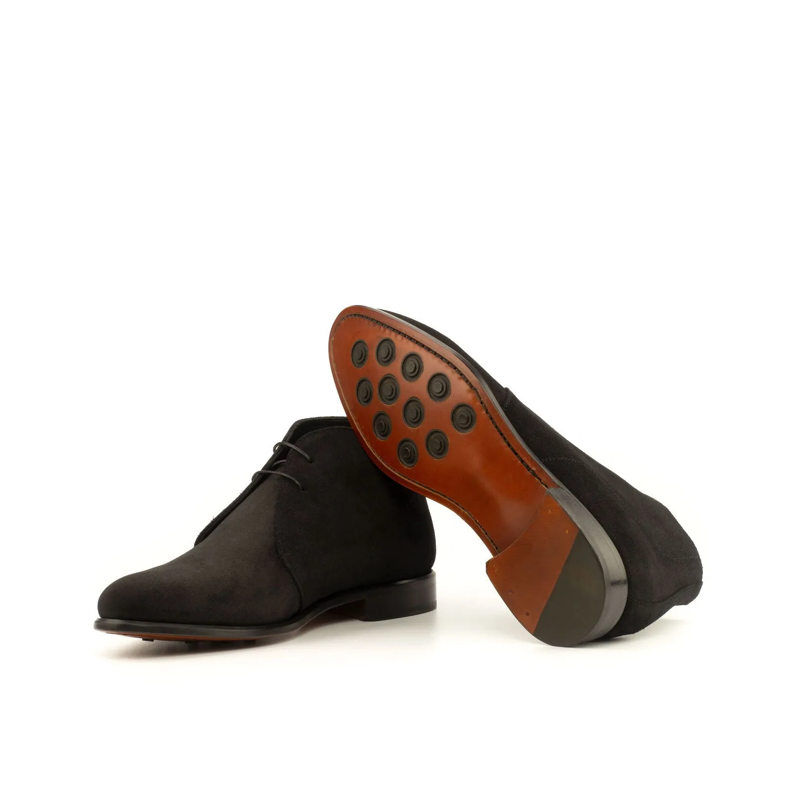 Men's Chukka Leather Boots Wide Plus Size Black 3947
