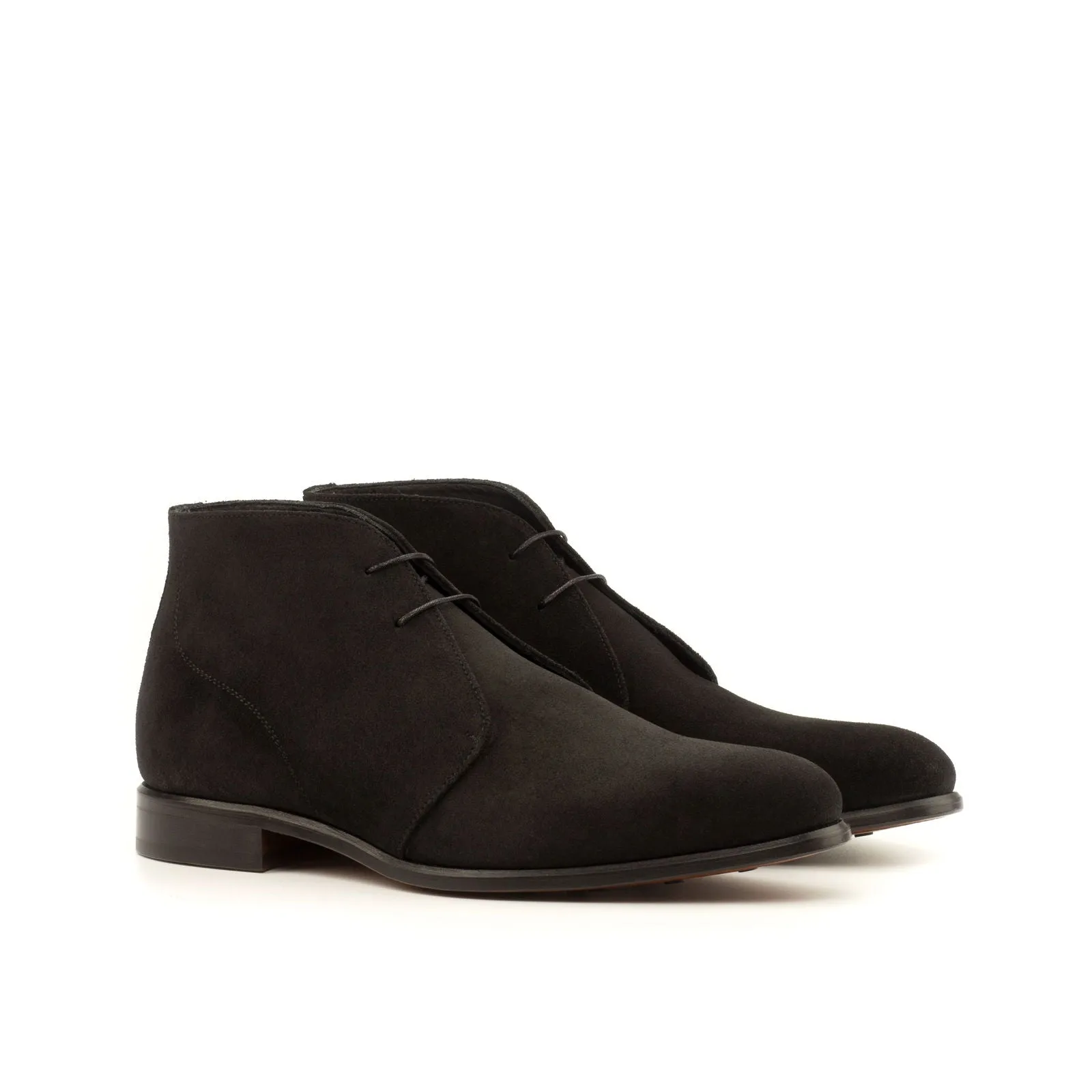 Men's Chukka Leather Boots Wide Plus Size Black 3947