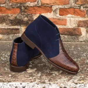Men's Chukka Leather Boots Wide Plus Size Brown Blue 3889