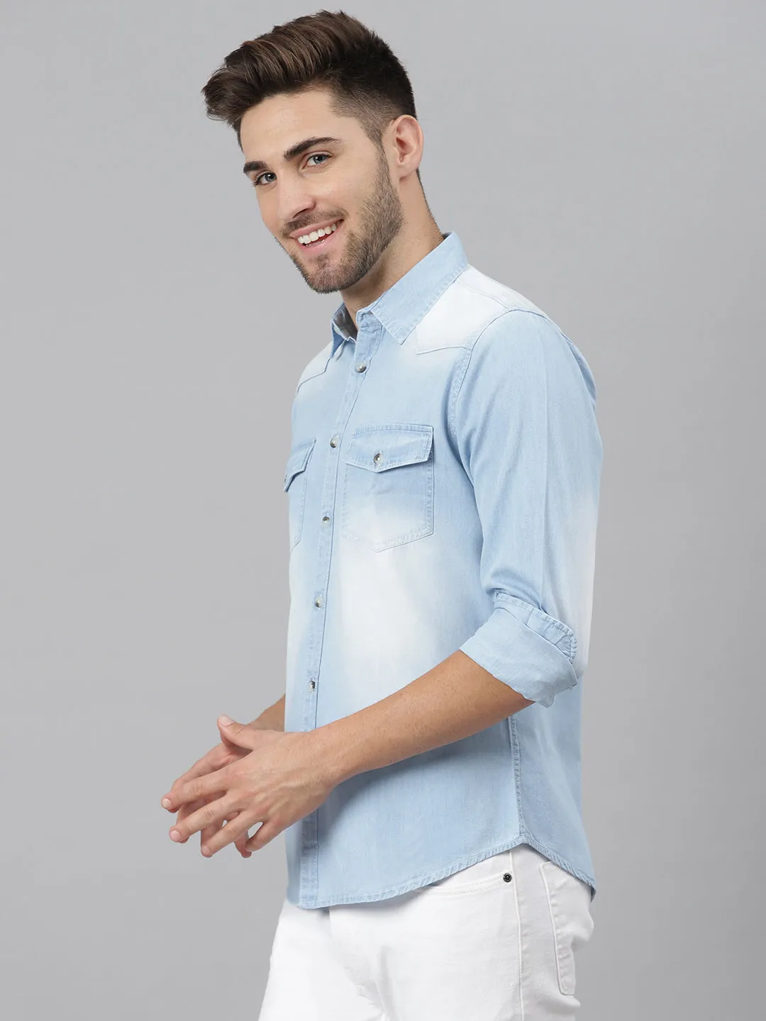 Men's  Classic Denim Shirt (Lightblue)