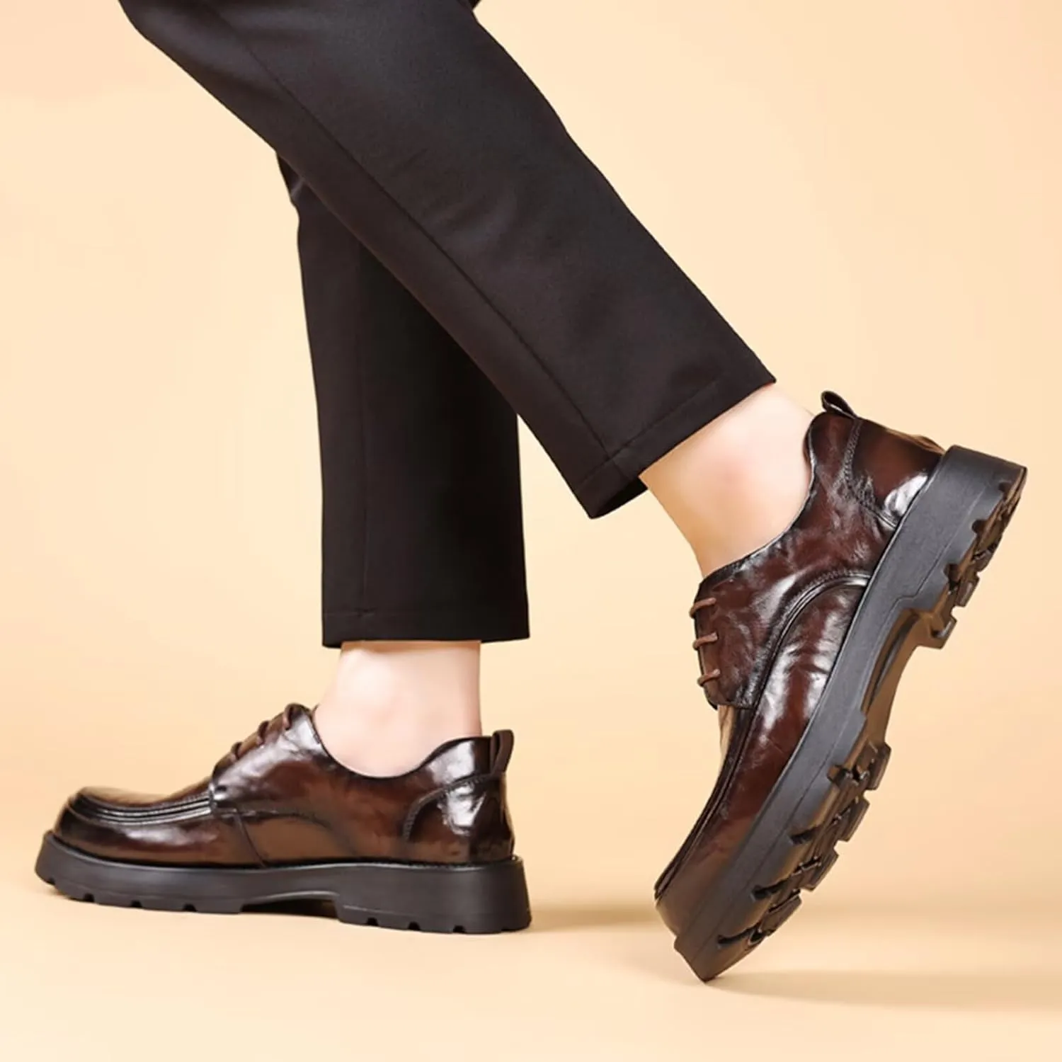 Mens Comfortable Dress Shoes Casual Oxfords Leather Breathable Business Casual Shoes for Weddings Office