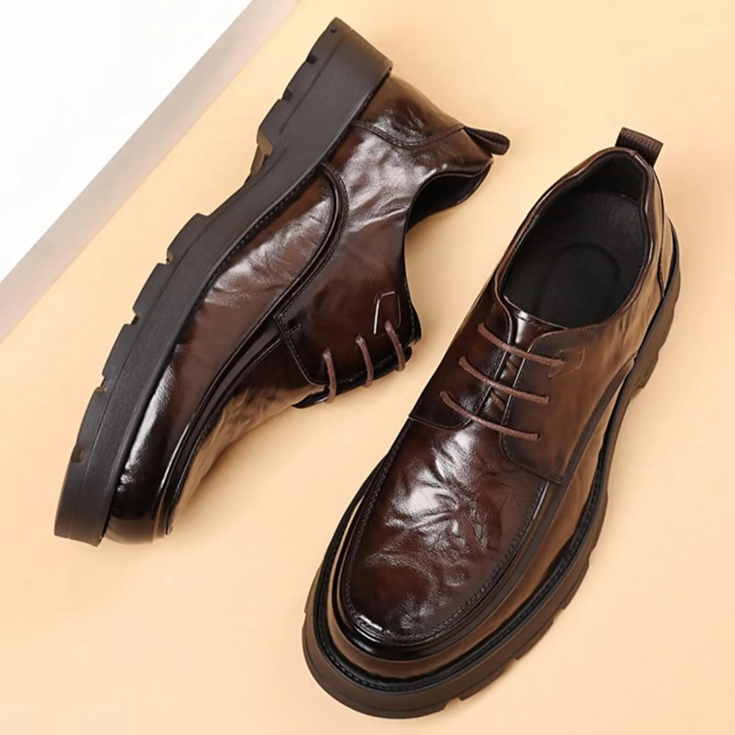 Mens Comfortable Dress Shoes Casual Oxfords Leather Breathable Business Casual Shoes for Weddings Office