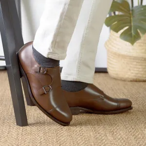 Men's Double Monk Leather Shoes Wide Plus Size 5926